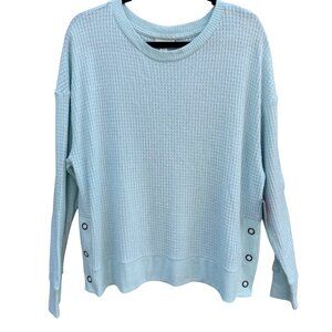 SO Womens Light Blue Waffle-Knit Long-Sleeve Sweater Side Grommet Detail XXL New